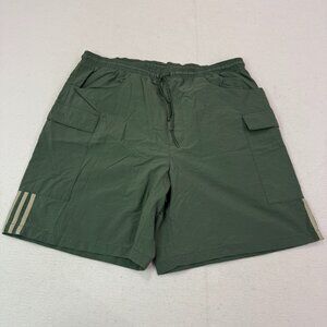 Vintage Y2K 90s Adidas Mens XL Green 3 Stripe Cargo Track Sports Shorts
